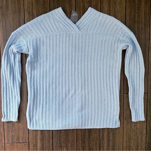 NWT J. Jill Chenille Knit Sweater Baby Powder Blue XS Coastal Grandma Boxy Chic - Picture 6 of 9